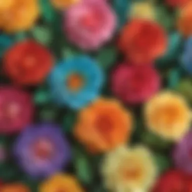 Vibrant Floral Display Colorful paper roses bouquet