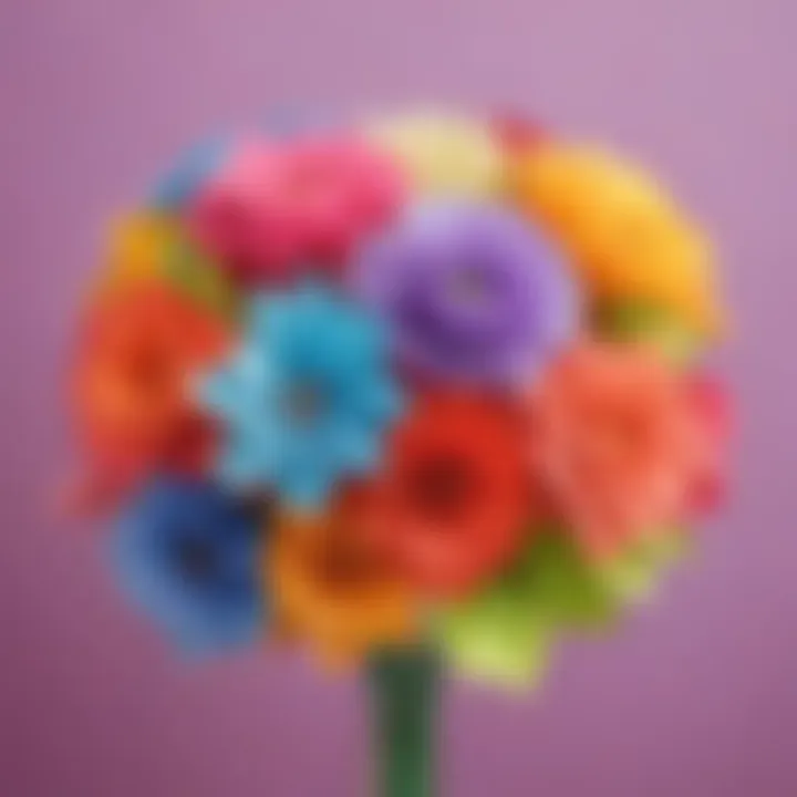 Colorful tissue paper flower bouquet