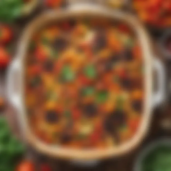 A mouthwatering vegetarian casserole bursting with colorful ingredients