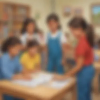 Interactive Learning about Community Responsibilities Children participating in an interactive activity related to community responsibilities.