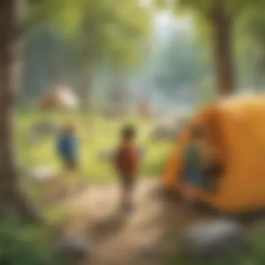 Nature Exploration in a Preschool Camping Adventure Children exploring nature during a camping-themed activity