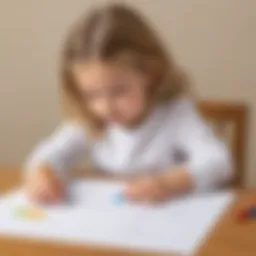 Child tracing letters on a worksheet