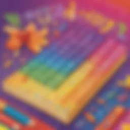 Illustration of colorful addition worksheets