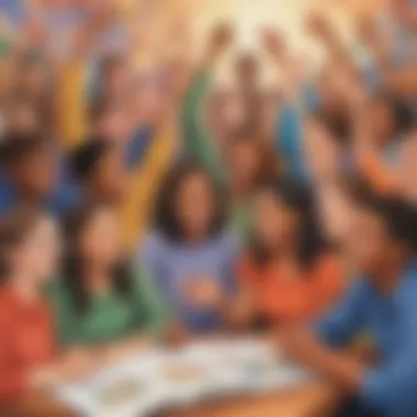 Illustration depicting students collaborating on a project that celebrates different perspectives