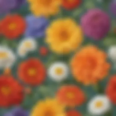 Variety of Flower Drawing Styles A beautifully composed arrangement of different flower styles