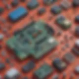A variety of electronic components laid out for robotics construction