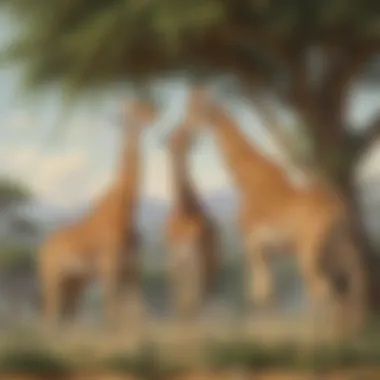 Giraffes Feeding on Their Favorite Trees Giraffes feeding on acacia trees