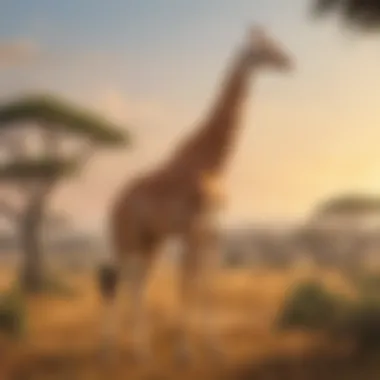 Majestic Giraffe in Its Natural Habitat A majestic giraffe standing tall in the savanna