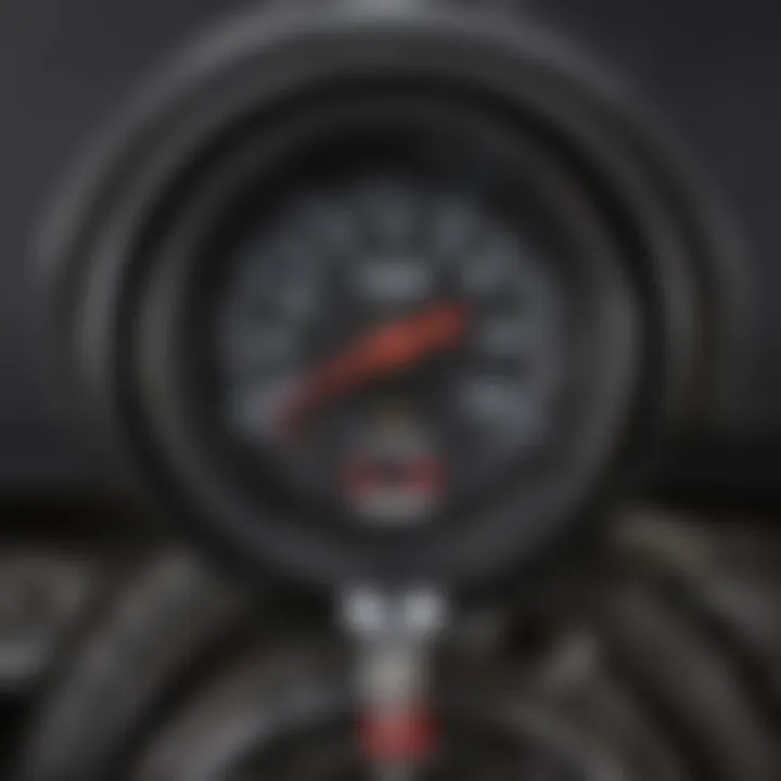 Close-up of Costco tire inflator showcasing its control panel and pressure gauge.