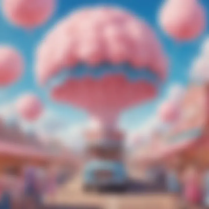 Colorful carnival atmosphere with cotton candy delights