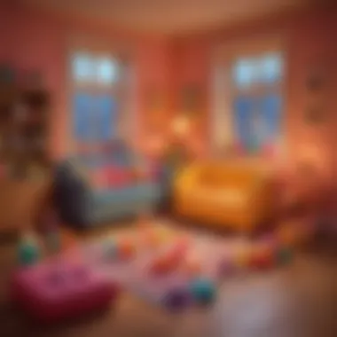 Nostalgic Ambiance with Play Doh Candles A cozy room lit by Play Doh scented candles, evoking nostalgia