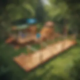 A creative layout of an obstacle course in an outdoor setting