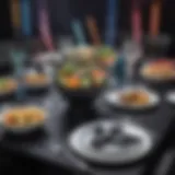 Star Wars themed party table setting with lightsaber utensils