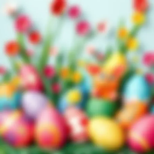 Colorful paper Easter eggs displayed in a decorative arrangement