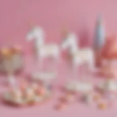 Elegant Unicorn Party Favors Delicate unicorn-themed party favors displayed elegantly