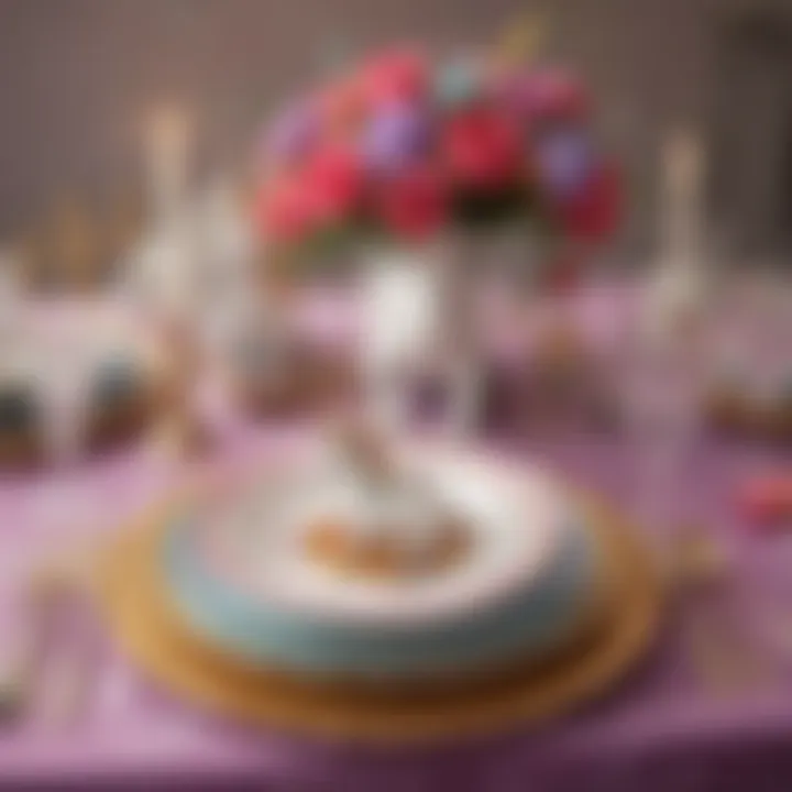 Vibrant table setting adorned with unicorn-themed decorations