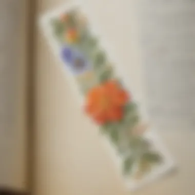 Botanical Floral Bookmark Creation Elegant floral bookmark with delicate details and botanical motifs