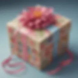 A beautifully wrapped homemade giftbox adorned with flowers and ribbons