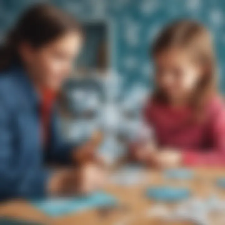 Kids crafting paper snowflakes