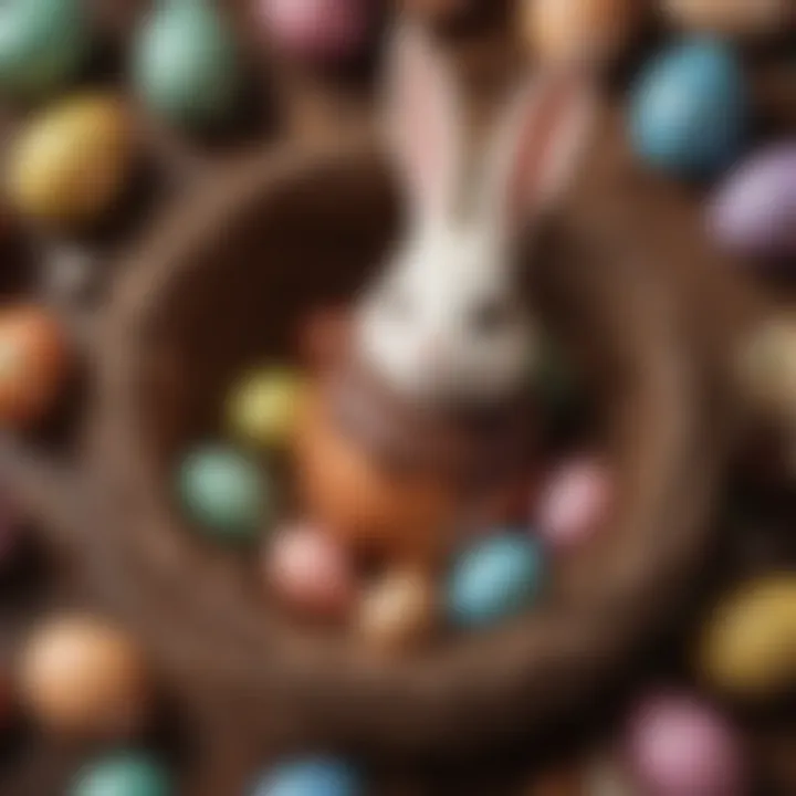 Easter Bunny themed chocolate eggs in a nest