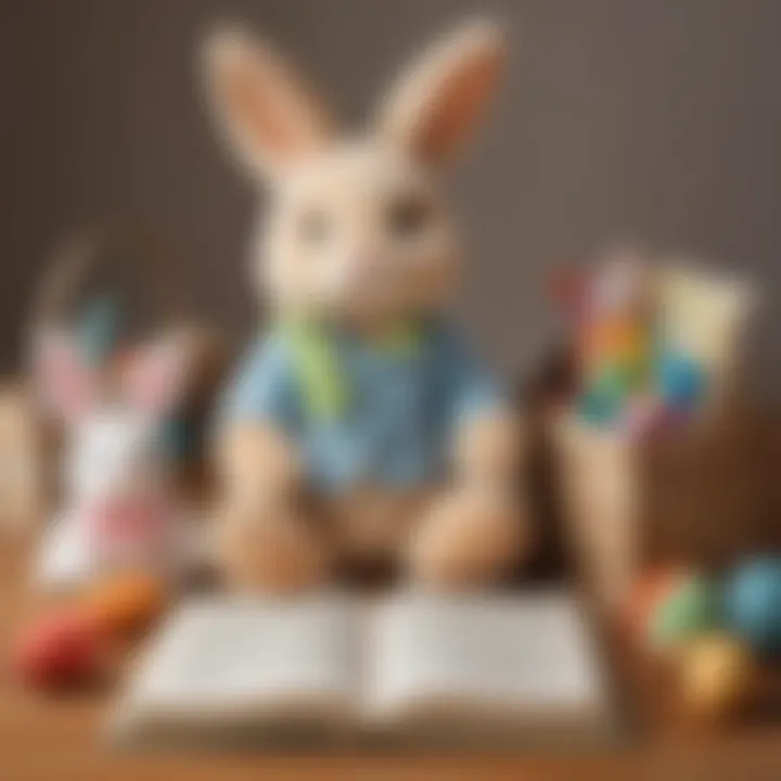 Plush bunny with a book and educational toys