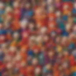 A colorful assortment of puppet materials including fabric, yarn, and buttons.