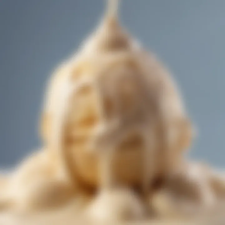 A close-up of a scoop of ice cream melting under sunlight