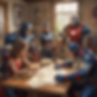 Interactive Avengers Activities for Kids Children engaging in a fun Avengers-themed activity, showcasing creativity and teamwork.
