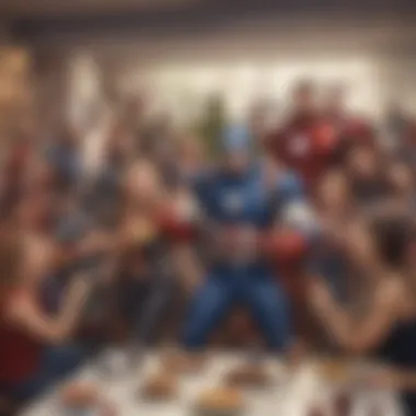 Parents and kids enjoying a memorable Avengers-themed celebration filled with laughter.