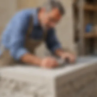 Artisan Crafting Unique Concrete Stone Design Artisan crafting unique concrete stone design