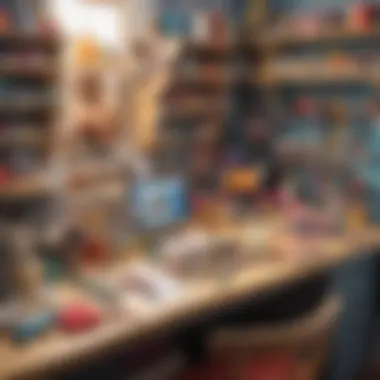 A workspace filled with tools and materials for creative headband crafting