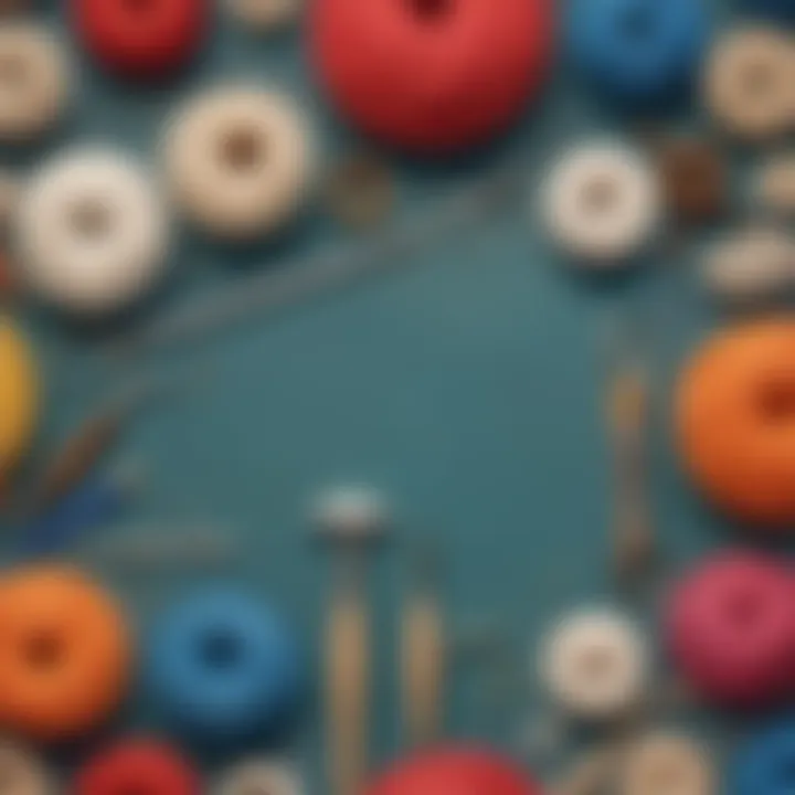 Essential tools for yarn crafting displayed