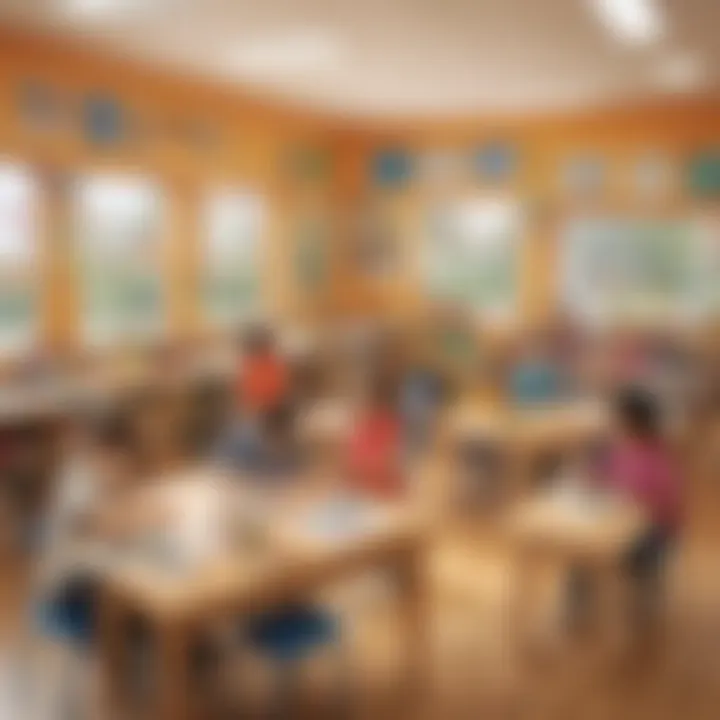 A vibrant classroom filled with children participating in craft activities