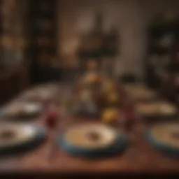 A beautifully decorated Harry Potter themed birthday table with themed tableware and centerpieces.