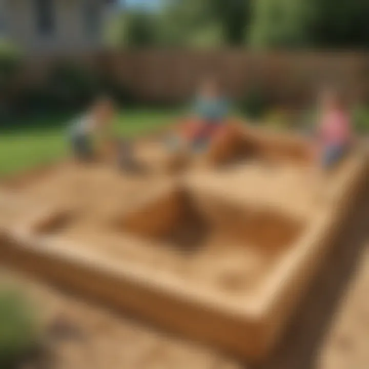 Kids enjoying homemade outdoor sandbox