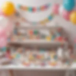 Creative birthday party craft station with colorful supplies