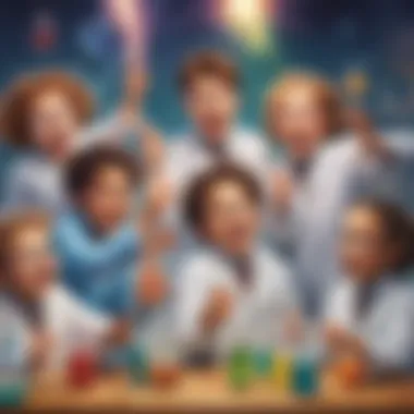 Exciting Science Experiment A group of children engaging in a science experiment with enthusiasm