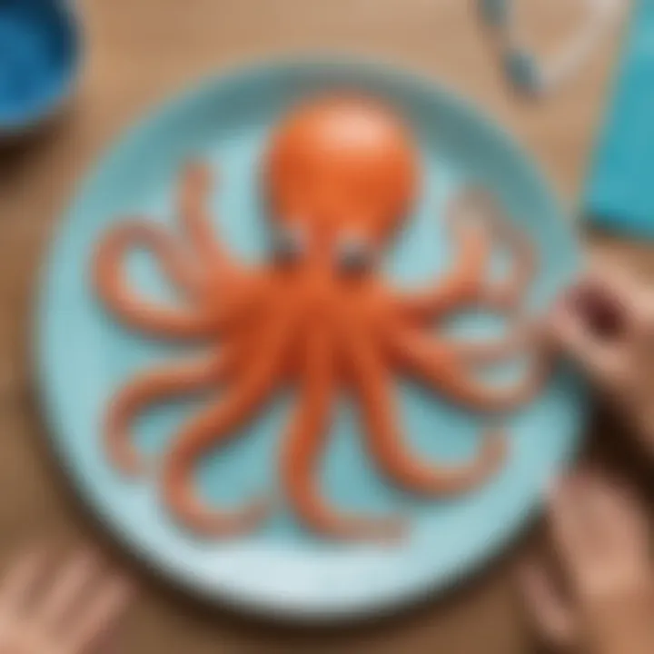 Decorating the paper plate octopus