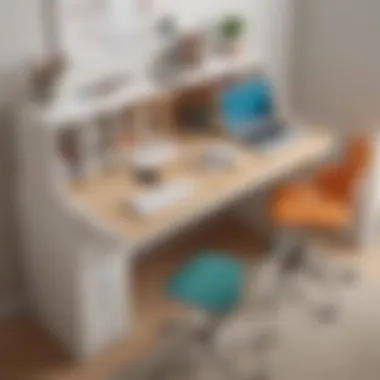 Compact desk area with smart storage compartments