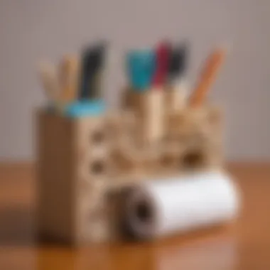 Chic desk organizer crafted from recycled toilet paper rolls