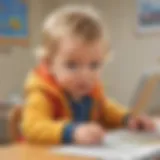 Curious toddler exploring educational website