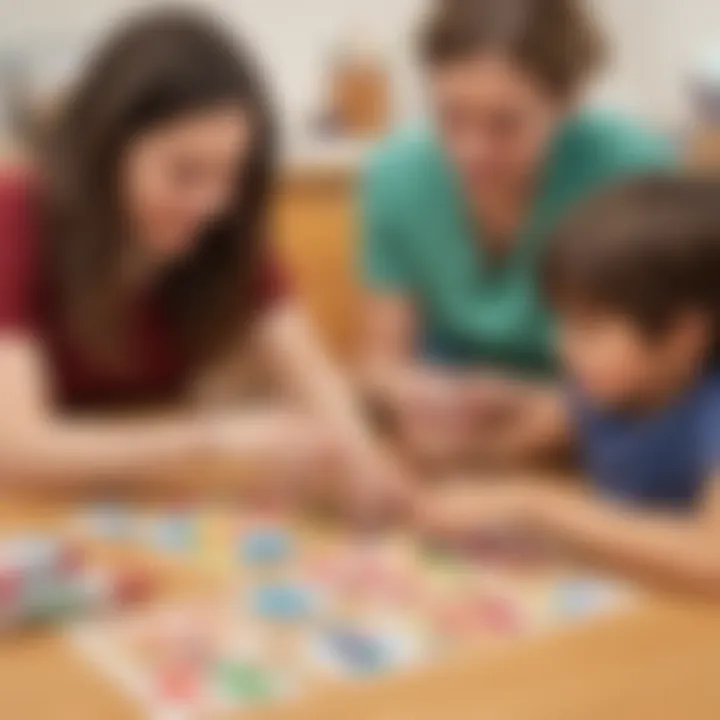 Parents and children collaborating on a creative project.
