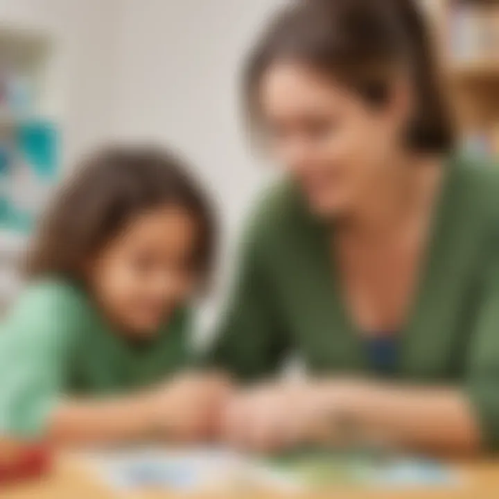 A parent assisting a child with a CVC game