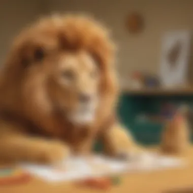 Preschooler participating in a lion-themed craft activity