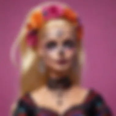 Artistic Expression Through Barbie Day of the Dead Barbie with intricately painted face