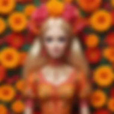 Floral Symbolism in Barbie Design Day of the Dead Barbie surrounded by marigold flowers