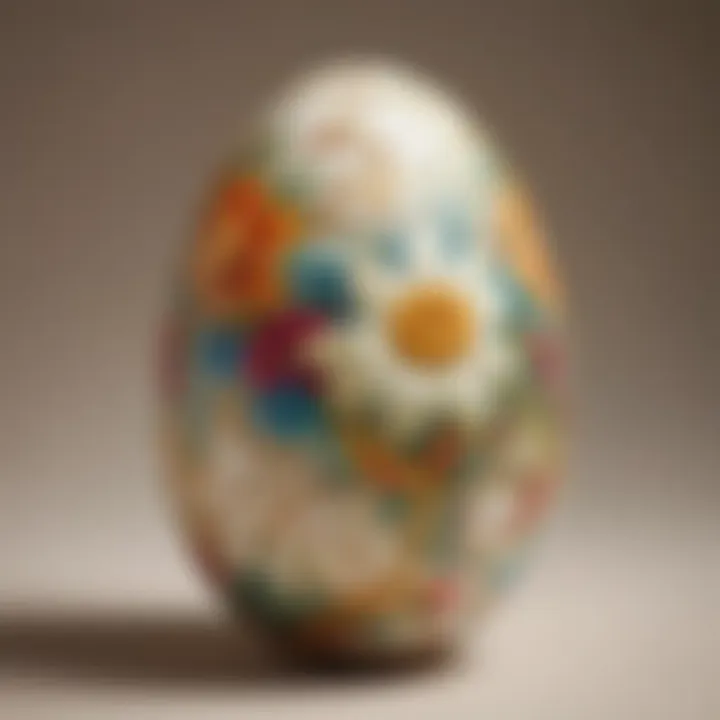 Bohemian-inspired floral motif on hard boiled egg