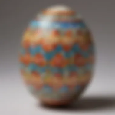 Geometric mosaic design on hard boiled egg