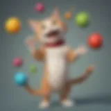 Cheerful Cartoon Cat Juggling