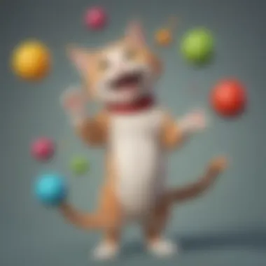 Cheerful Cartoon Cat Juggling Cheerful Cartoon Cat Juggling